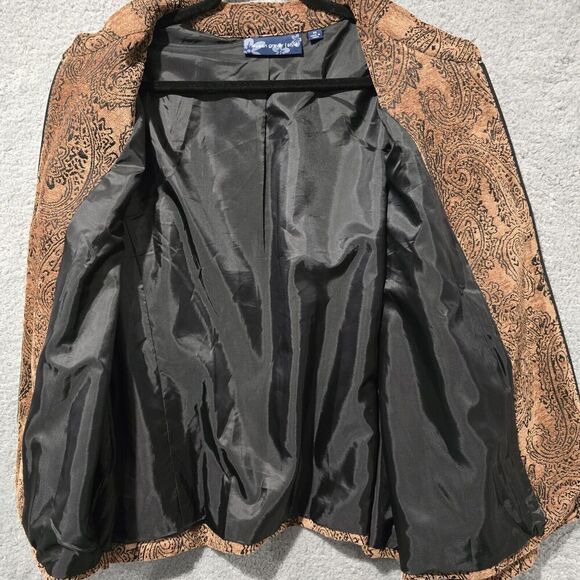 Susan Graver  Womens 2X Brown Black Paisley Floral Rayon‎ Blend Full Zip Jacket - Picture 5 of 9
